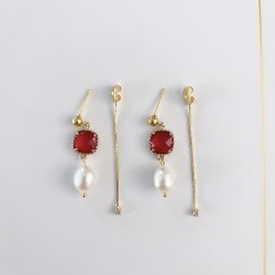 Boucles d'oreilles rouge &...