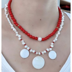 Collier double ronds rouge...