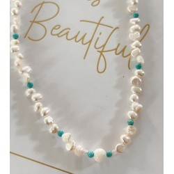 Collier perles blanches...