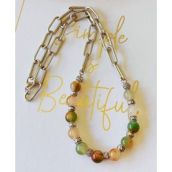 Collier argenté Agathe vert...