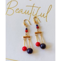 Boucles d'oreilles rouge &...